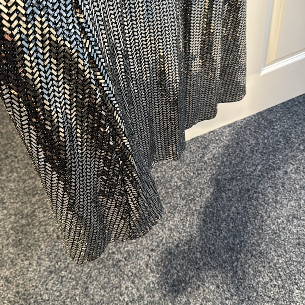 Silver Sequin Gown never worn size 0 purchased at Bloomingdale’s. - Picture 7 of 11